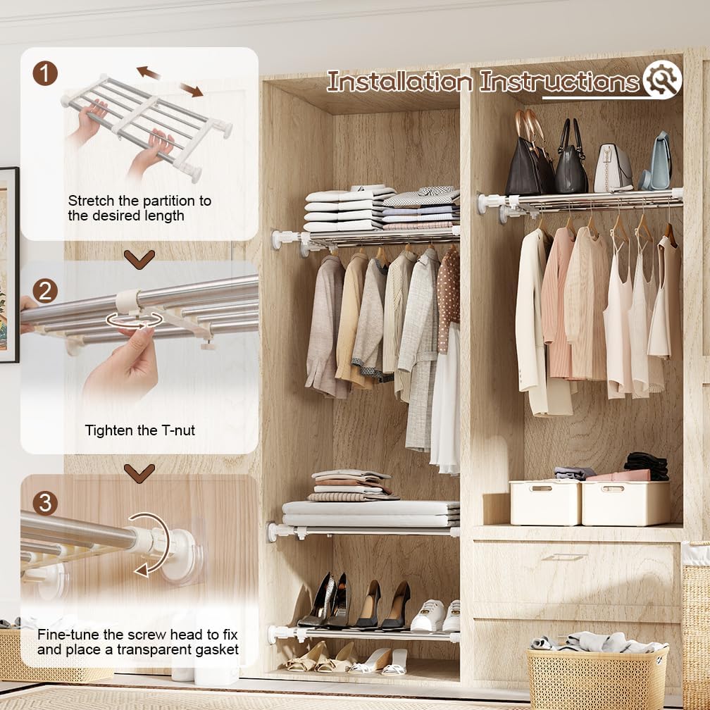 Adjustable Closet Rod And Shelf Organizer