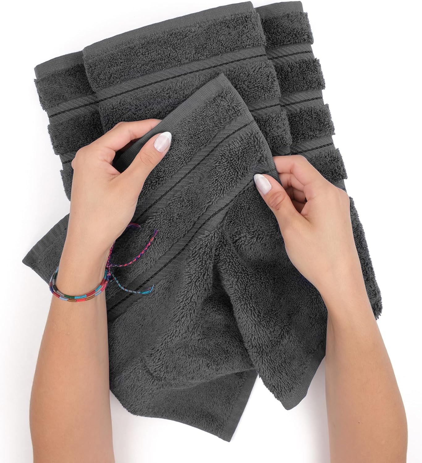 Luxury Cotton Bath Towel Set Dark Gray