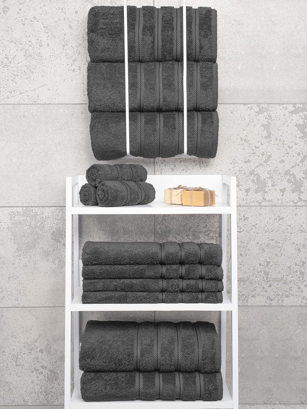 Luxury Cotton Bath Towel Set Dark Gray