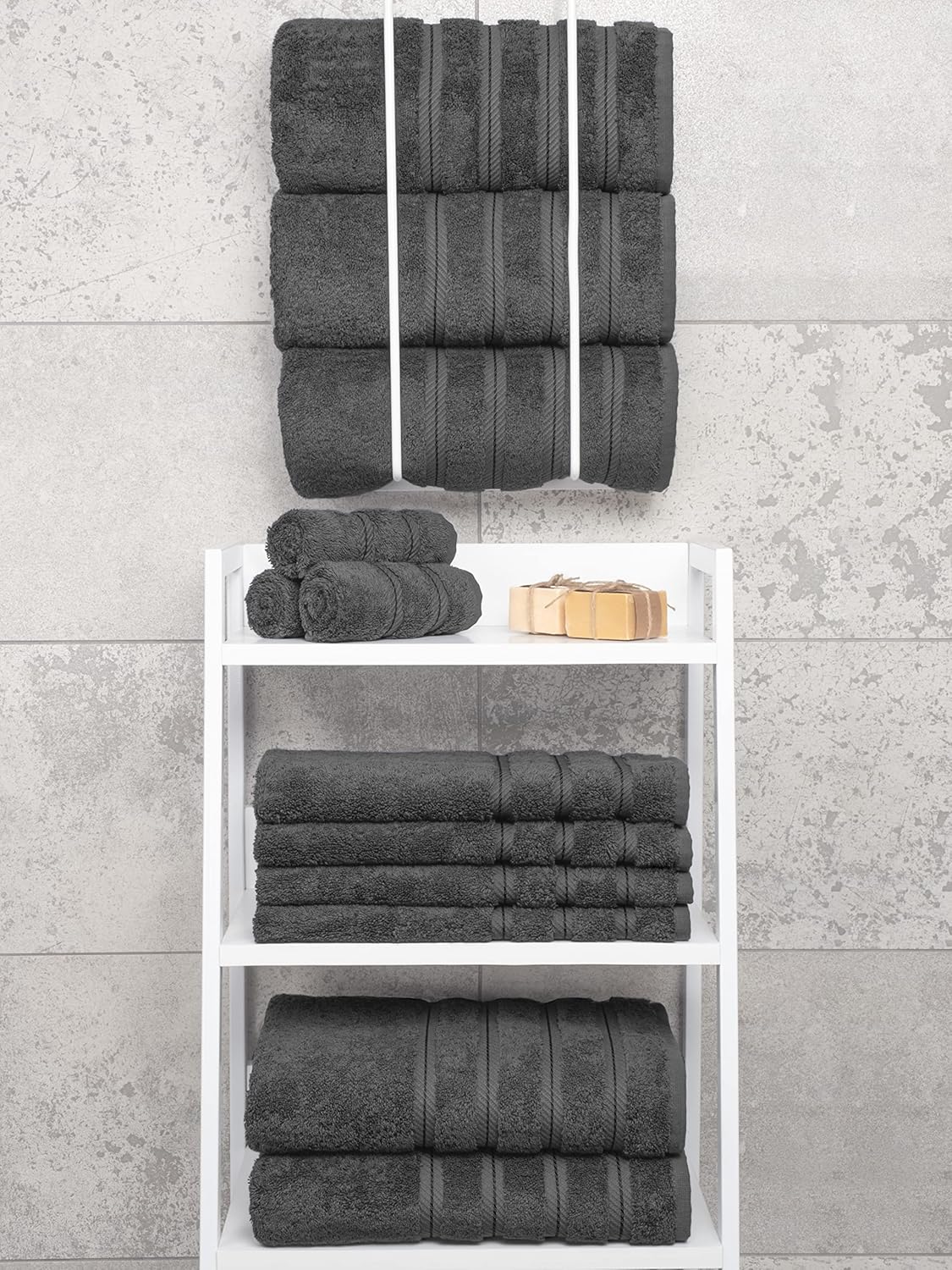 Luxury Cotton Bath Towel Set Dark Gray