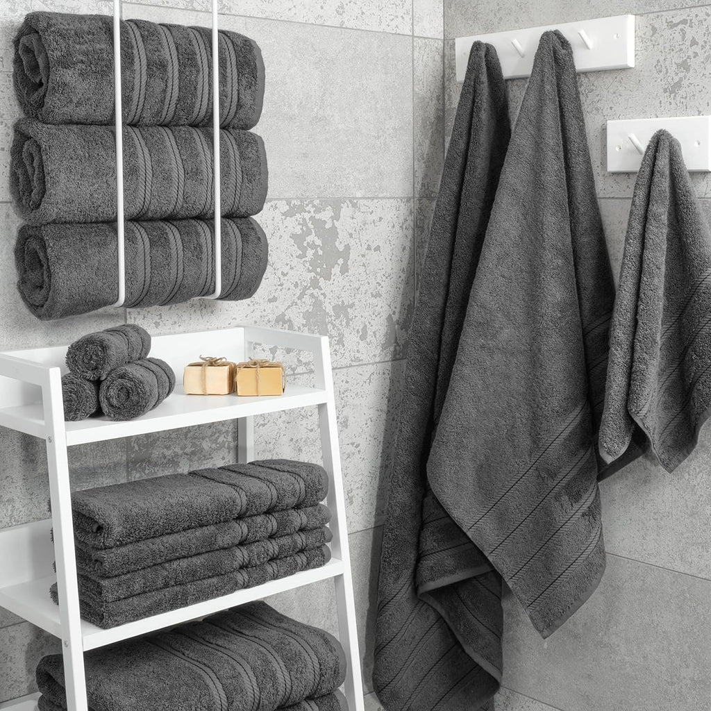 Luxury Cotton Bath Towel Set Dark Gray